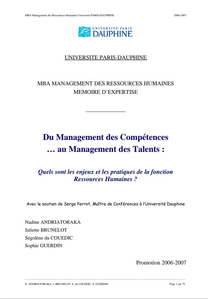 Du Management des Compétences… au Management des Talents